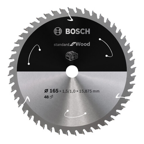 Bosch Lama circolare Standard for Wood per sega a batteria, 165x1,5/1x15,875, 48 denti
