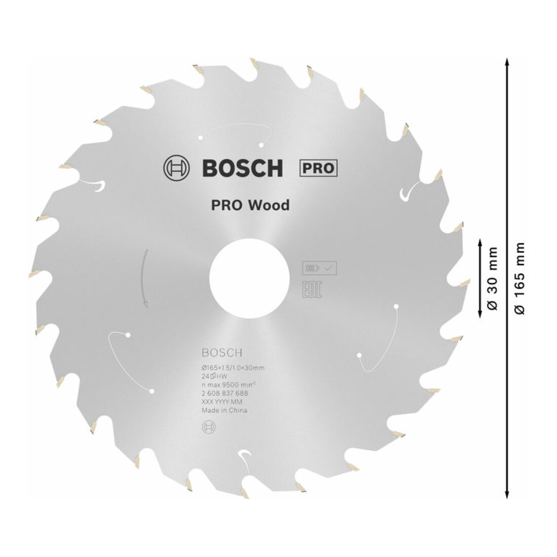 Bosch Lama circolare Standard for Wood per sega a batteria, 165x1,5/1x30, 24 denti