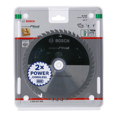 Bosch Lama circolare Standard for Wood per sega a batteria, 165x1,5/1x30, 48 denti