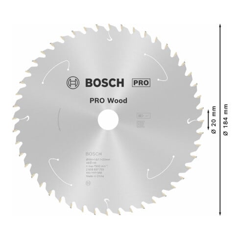 Bosch Lama circolare Standard for Wood per sega a batteria, 184x1,6/1,1x20, 48 denti