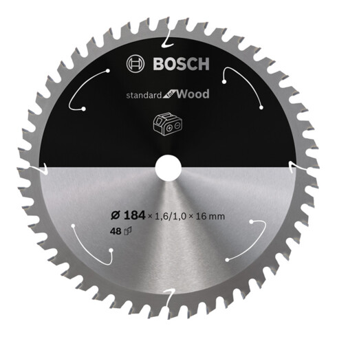 Bosch Lama circolare Standard for Wood per sega a batteria, 184x1,6/1x16, 48 denti