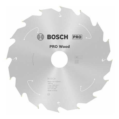 Bosch Lama circolare Standard for Wood per sega a batteria, 190x1,6/1,1x30, 16 denti