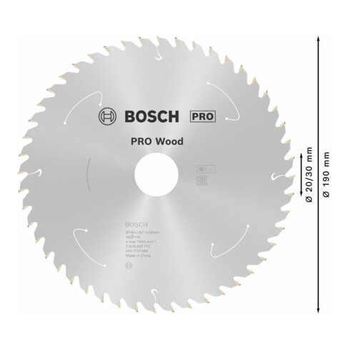 Bosch Lama circolare Standard for Wood per sega a batteria, 190x1,6/1,1x30, 48 denti