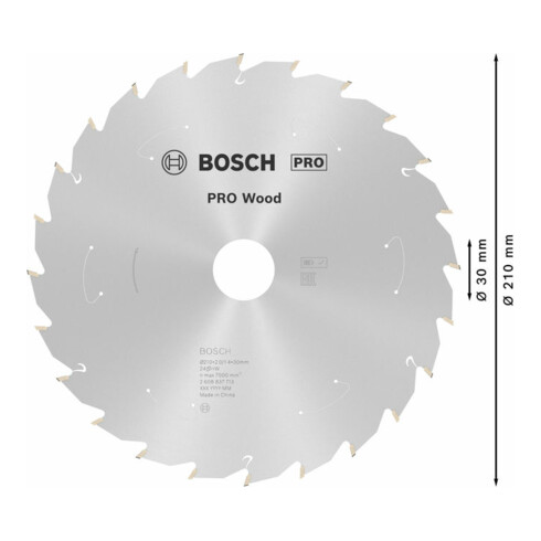 Bosch Lama circolare Standard for Wood per sega a batteria, 210x1,7/1,2x30, 24 denti