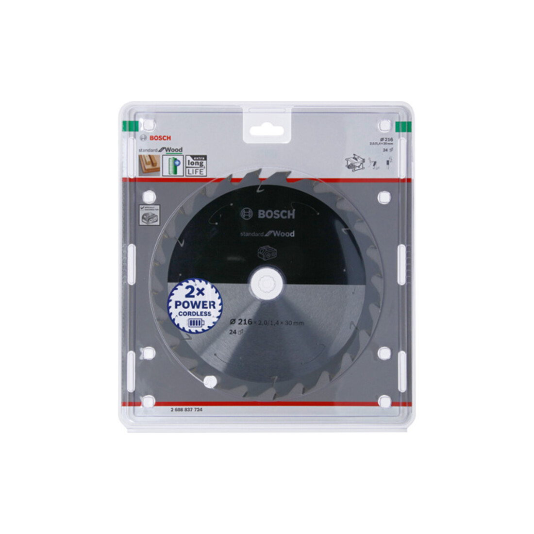 Bosch Lama circolare Standard for Wood per sega a batteria, 216x1,7/1,2x30, 24 denti