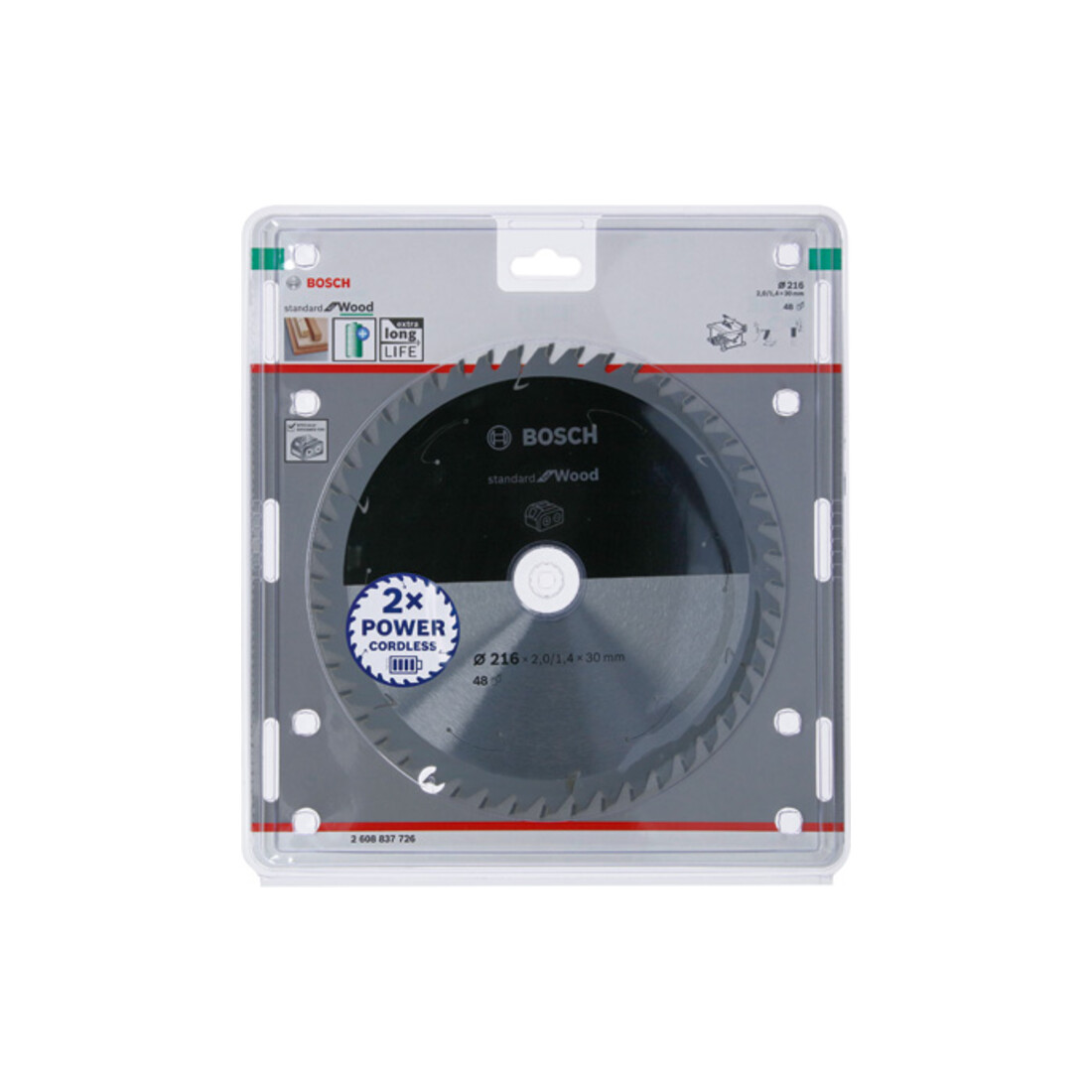 Bosch Lama circolare Standard for Wood per sega a batteria, 216x1,7/1,2x30, 48 denti