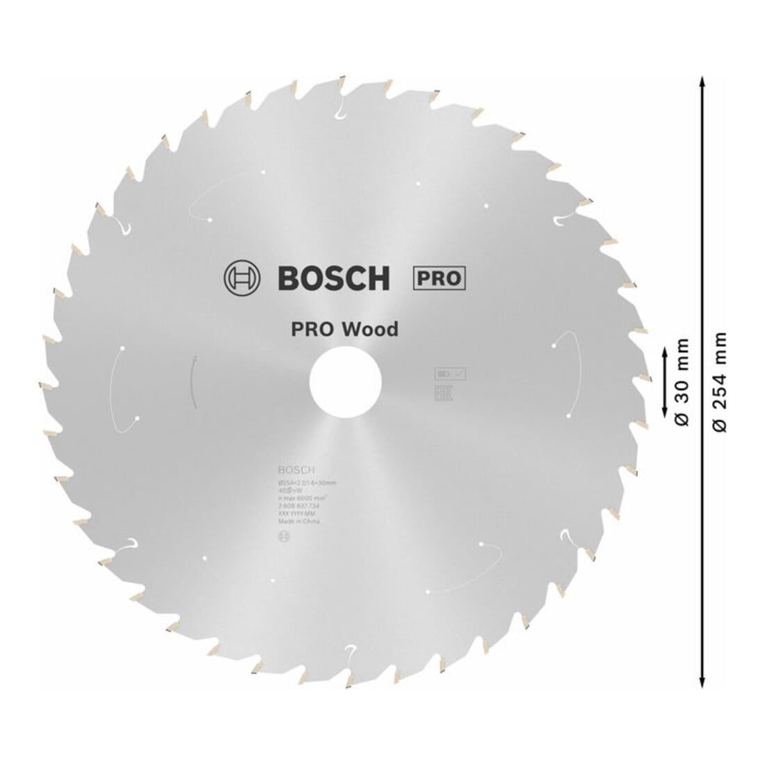 Bosch Lama circolare Standard for Wood per sega a batteria, 254x2,2/1,6x30, 40 denti