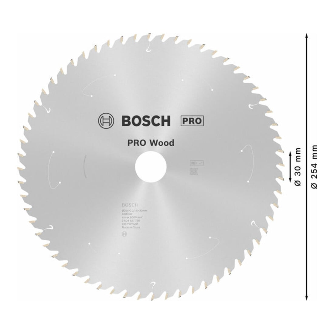 Bosch Lama circolare Standard for Wood per sega a batteria, 254x2,2/1,6x30, 60 denti