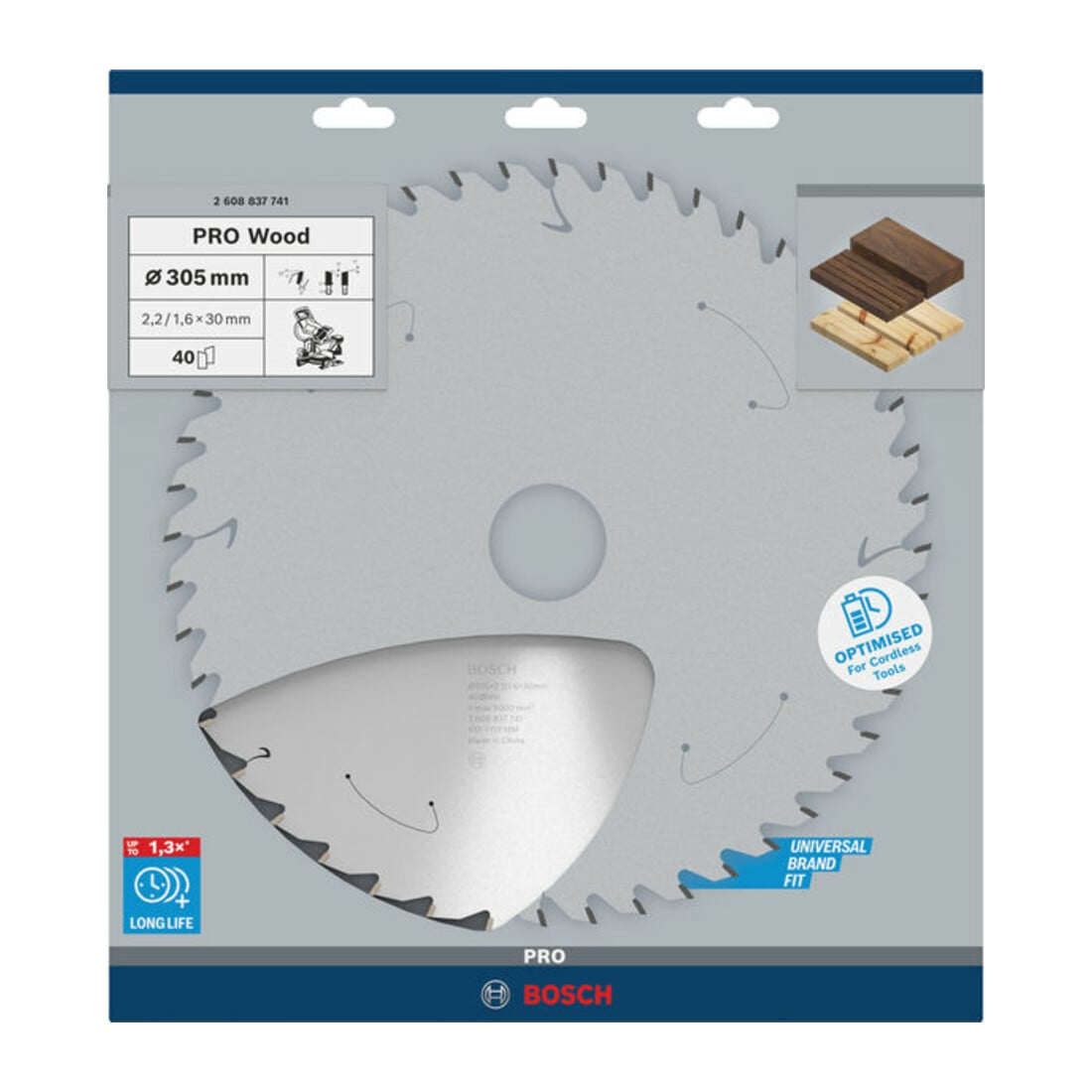 Bosch Lama circolare Standard for Wood per sega a batteria, 305x2,2/1,6x30, 40 denti