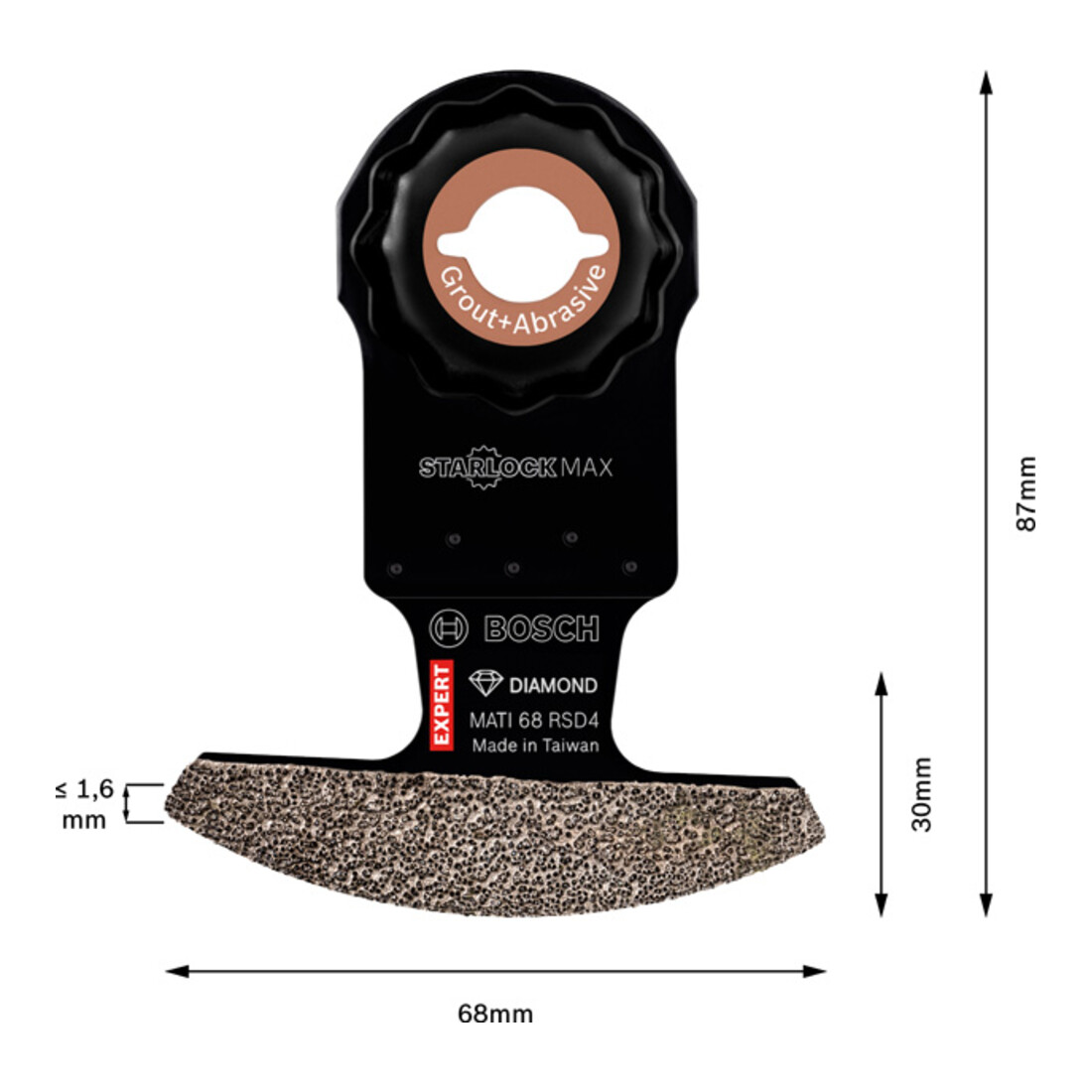 Bosch Lama EXPERT Corner Blade MATI 68 RD4, per utensili multifunzione, 68x10mm