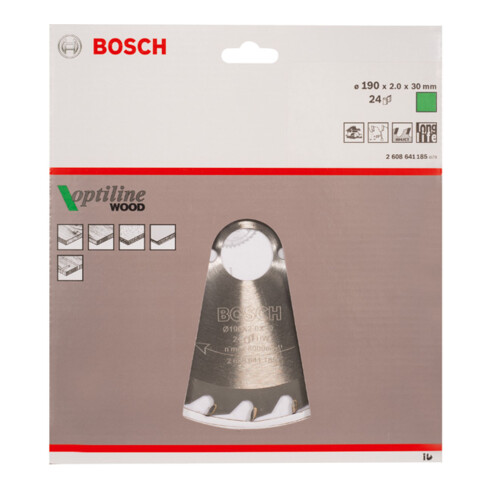 Bosch Lama Optiline Wood per seghe circolari manuali 190 x 30 x 2,0 mm 24