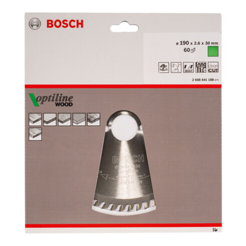 Bosch Lama Optiline Wood per seghe circolari manuali 190 x 30 x 2,6 mm 60