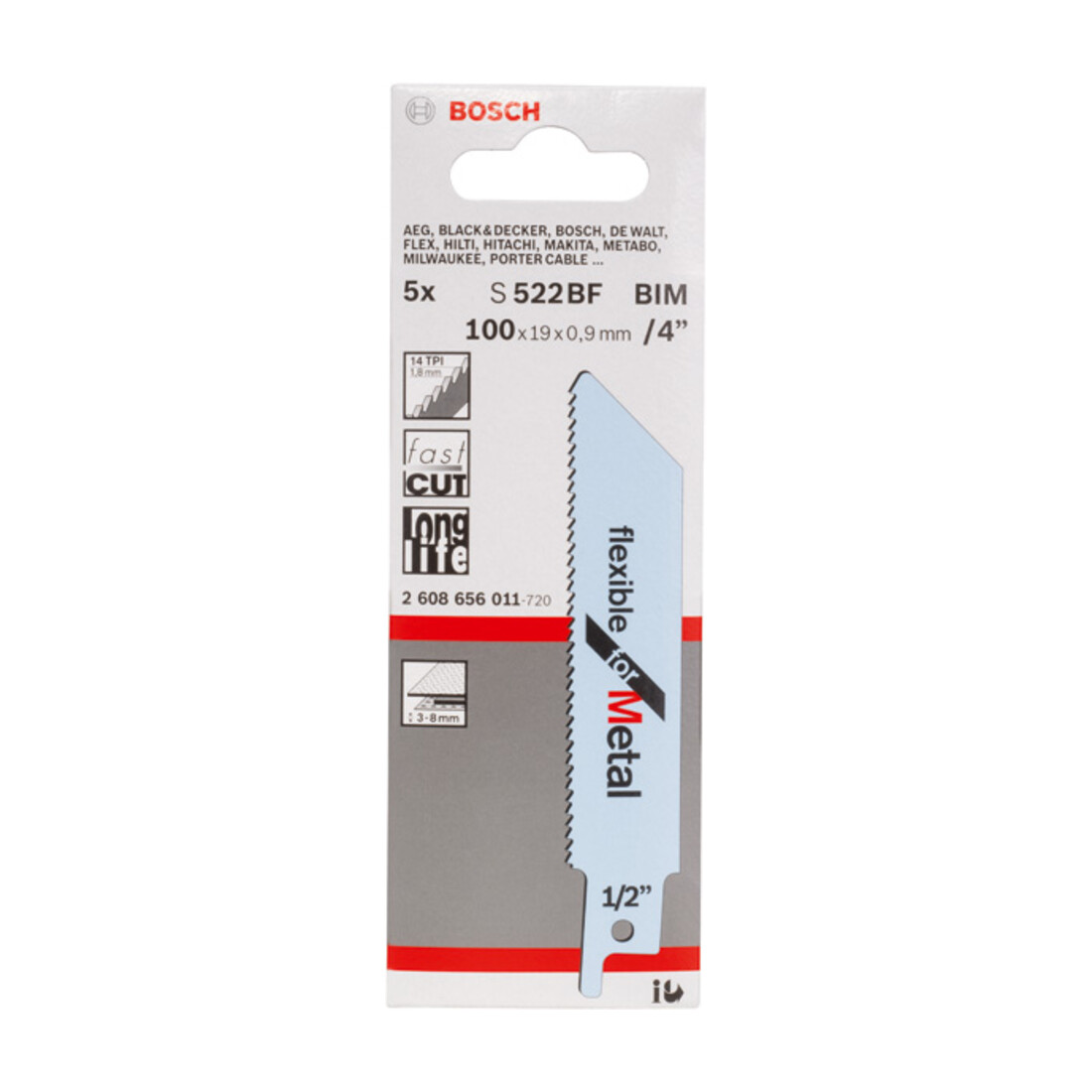 Bosch Lama per sega a gattuccio S 522 BF Flexible for Metal