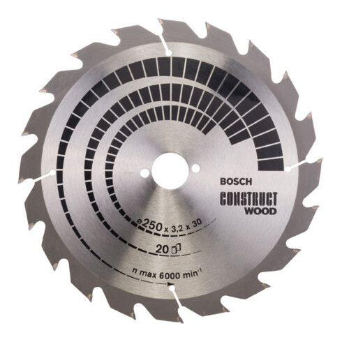Bosch Lama per sega circolare Construct Wood 250 x 30 x 3,2 mm 20