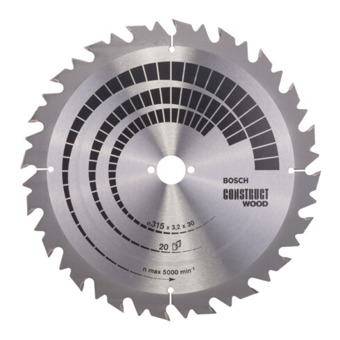 Bosch Lama per sega circolare Construct Wood 315 x 30 x 3,2 mm 20 SB2
