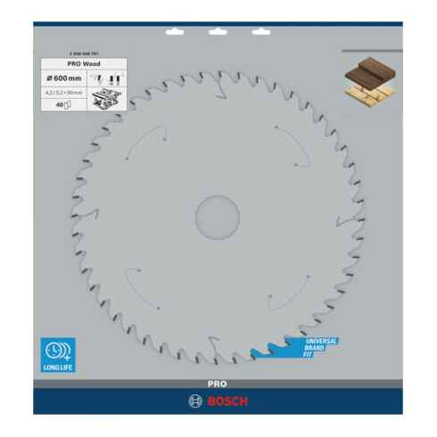 Bosch Lama per sega circolare Construct Wood 600 x 30 x 4,0 mm 40