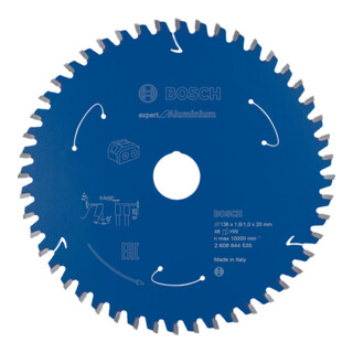 Bosch Lama circolare Expert for Aluminium, per seghe circolari portatili, a tuffo e per Metalli a secco a batteria