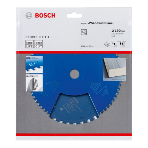 Bosch Lama per sega circolare Expert for Sandwich Panel 190 x 30 x 2,0 mm 36