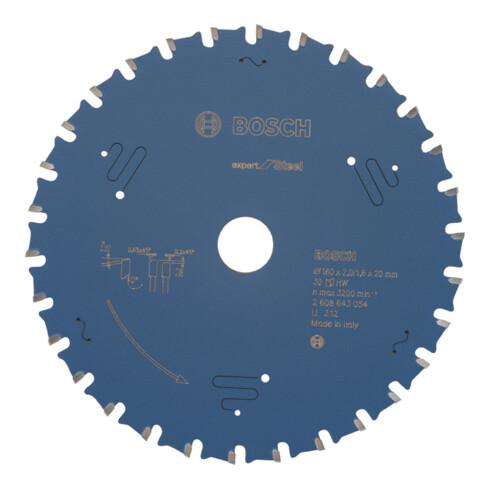 Bosch Lama per sega circolare Expert for Steel 160x20x2,0mm 30