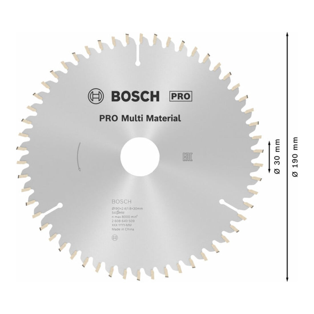 Bosch Lama per sega circolare Multi Material 190 x 30 x 2,4 mm 54