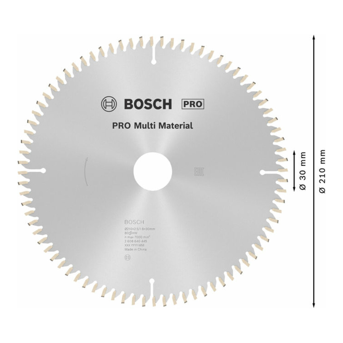 Bosch Lama per sega circolare Multi Material 210 x 30 x 2,5 mm 80