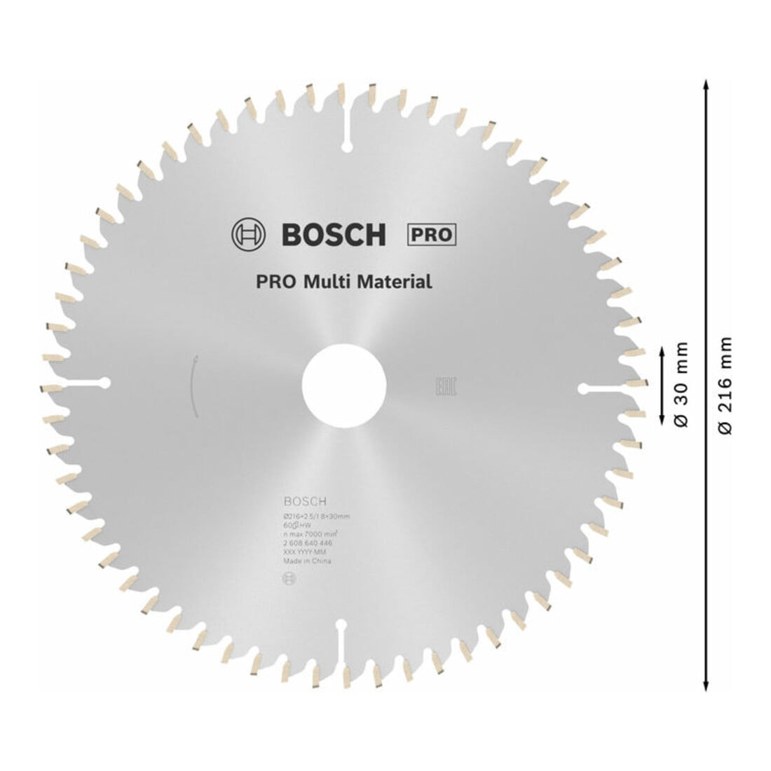 Bosch Lama per sega circolare Multi Material 216 x 30 x 2,5 mm 60