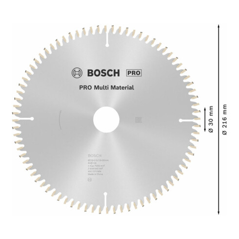 Bosch Lama per sega circolare Multi Material 216 x 30 x 2,5 mm, grana: 80