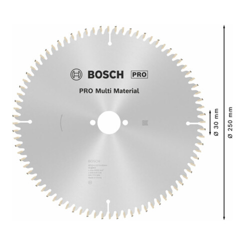 Bosch Lama per sega circolare Multi Material 250 x 30 x 3,2 mm 80