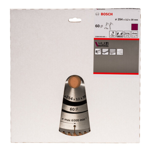 Bosch Lama per sega circolare Multi Material 254 x 30 x 3,2 mm 60