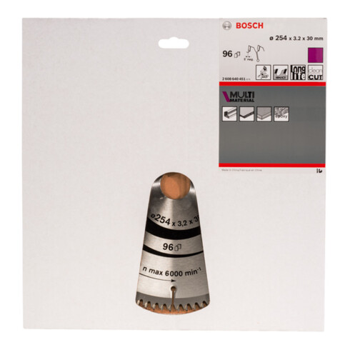 Bosch Lama per sega circolare Multi Material 254 x 30 x 3,2 mm 96