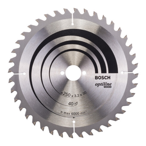 Bosch Lama per sega circolare Optiline Wood per seghe circolari da banco 250 x 30 x 3,2 mm 40