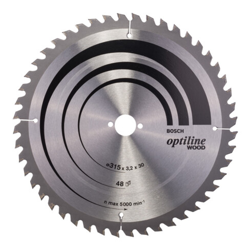 Bosch Lama per sega circolare Optiline Wood per seghe circolari da banco 315 x 30 x 3,2 mm 48