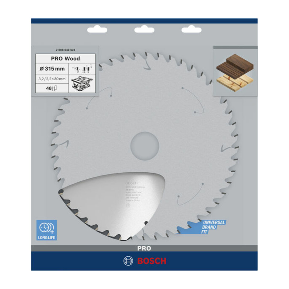 Bosch Lama per sega circolare Optiline Wood per seghe circolari da banco 315 x 30 x 3,2 mm 48