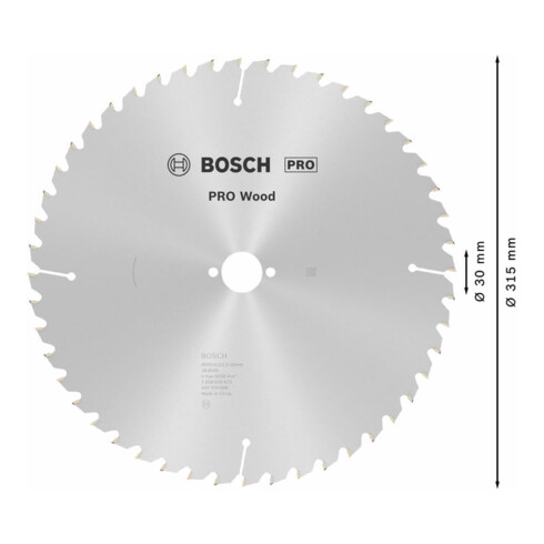 Bosch Lama per sega circolare Optiline Wood per seghe circolari da banco 315 x 30 x 3,2 mm 48