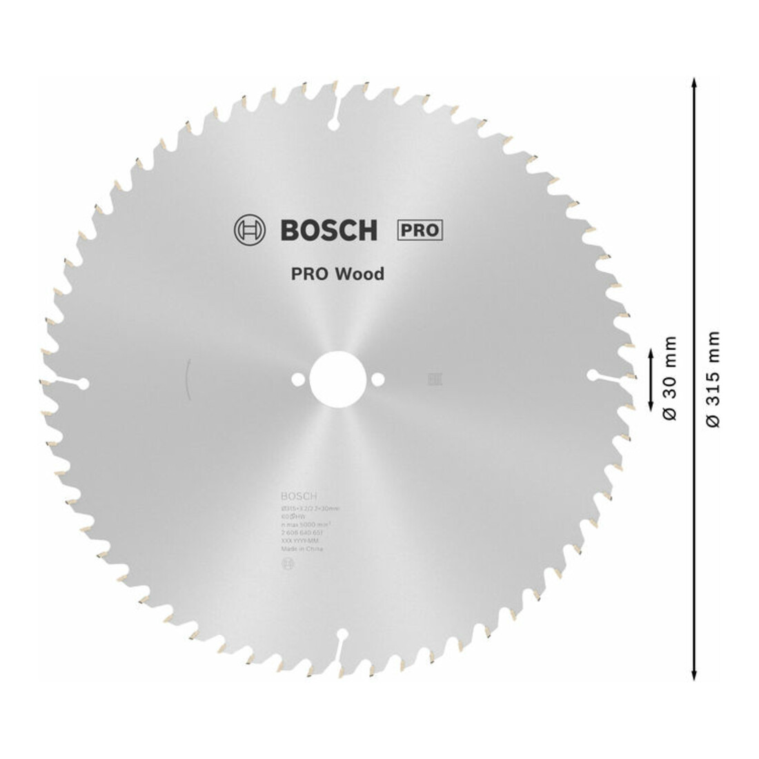 Bosch Lama per sega circolare Optiline Wood per seghe circolari da banco 315 x 30 x 3,2 mm 60