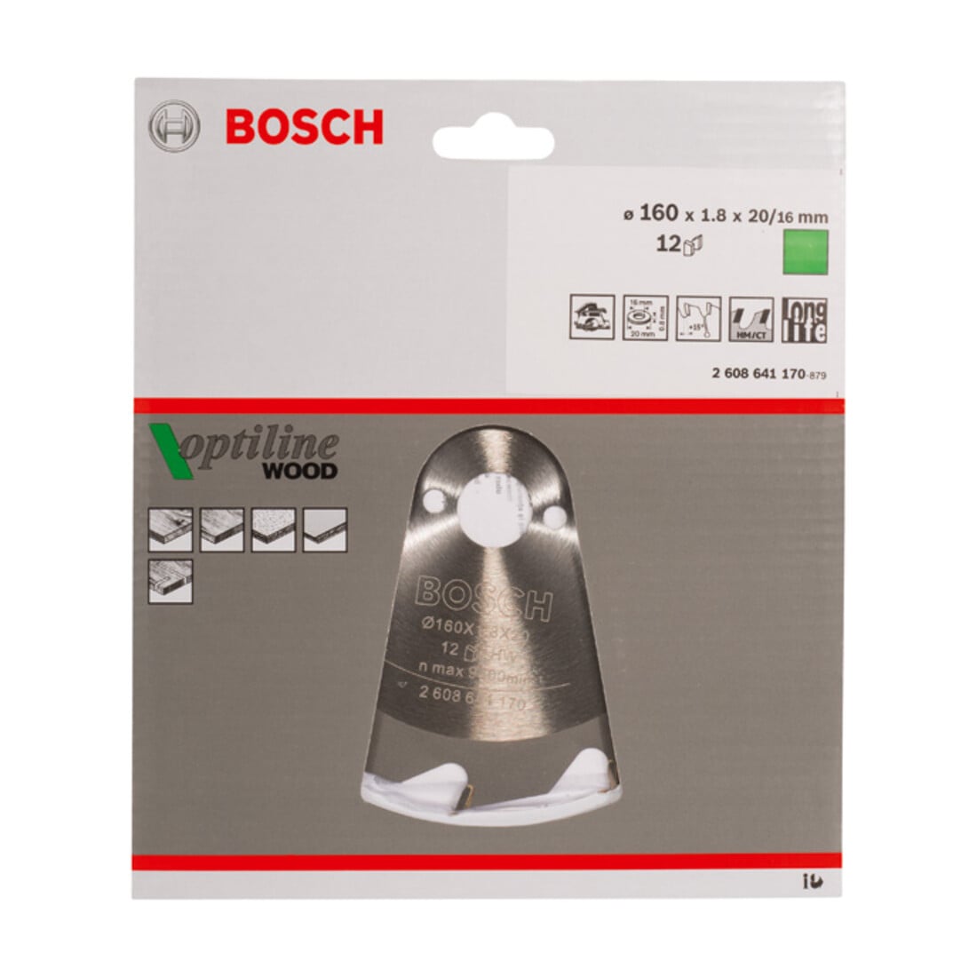 Bosch Lama per sega circolare Optiline Wood per seghe circolari manuali 160 x 20/16 x 1,8 mm 12