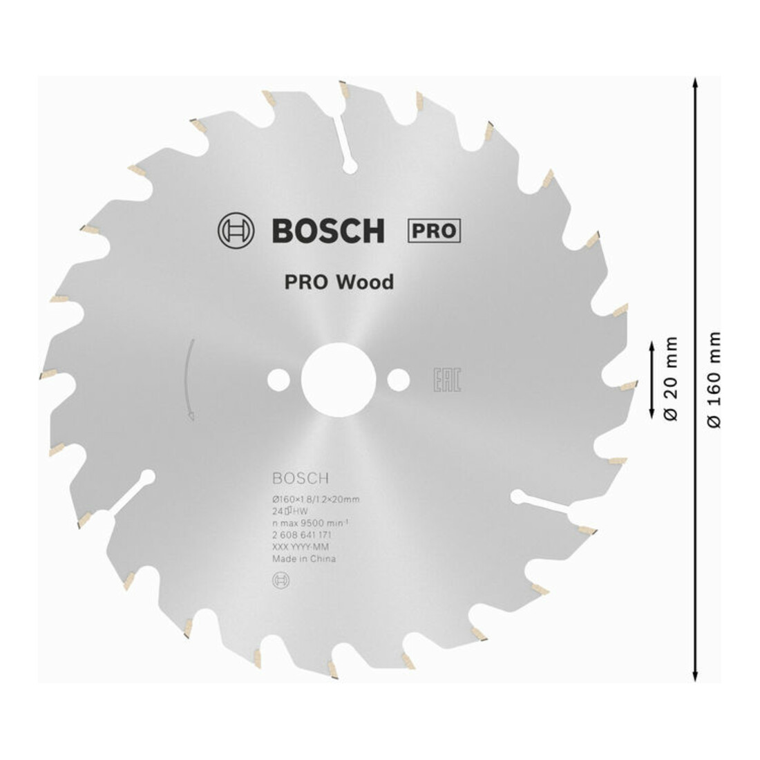 Bosch Lama per sega circolare Optiline Wood per seghe circolari manuali 160 x 20/16 x 1,8 mm 24