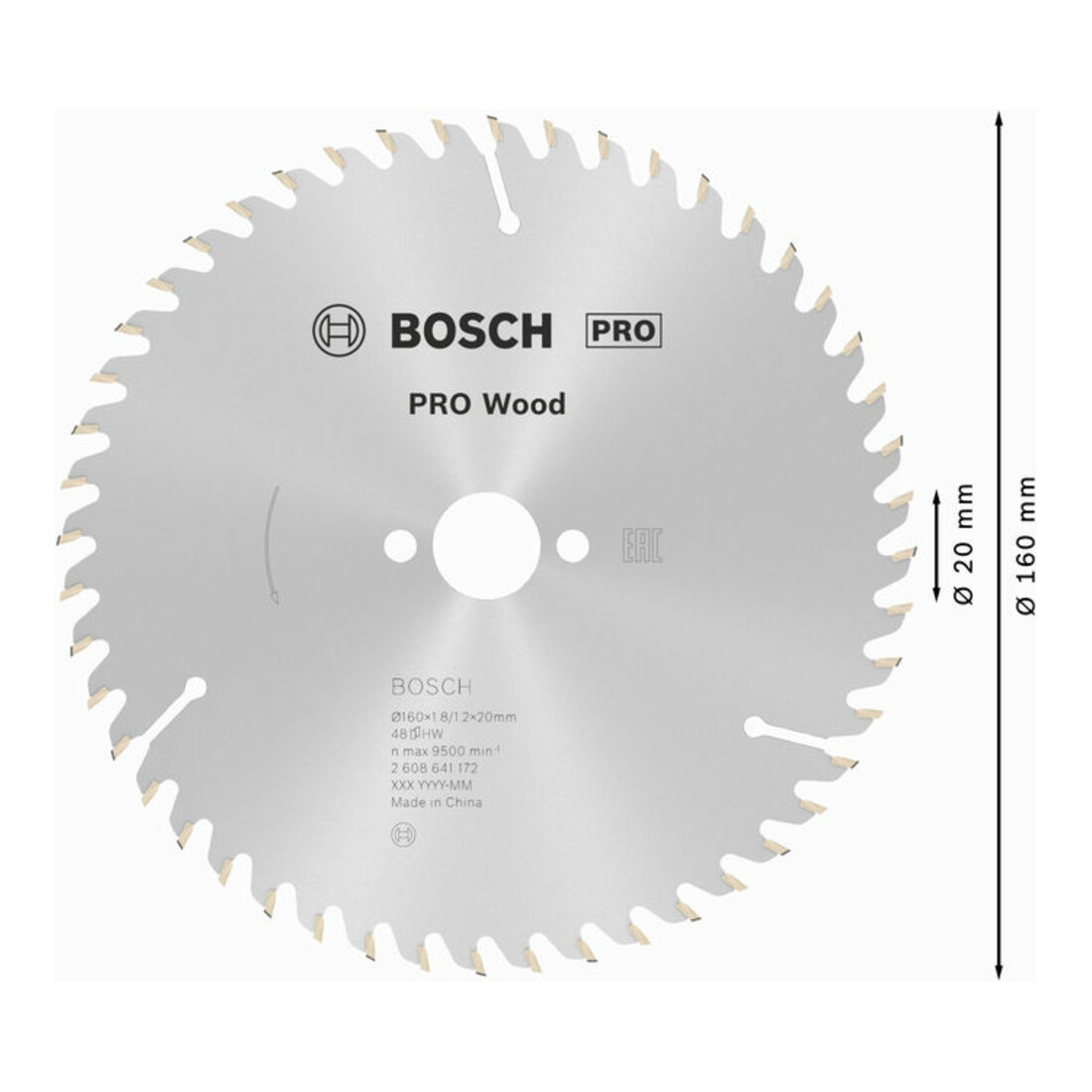 Bosch Lama per sega circolare Optiline Wood per seghe circolari manuali 160 x 20/16 x 1,8 mm 48