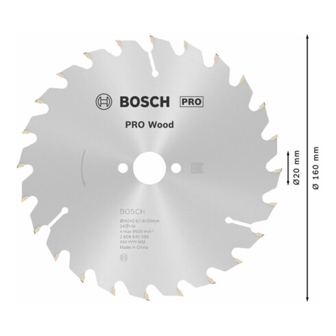 Bosch Lama per sega circolare Optiline Wood per seghe circolari manuali 160 x 20/16 x 2,6 mm 24