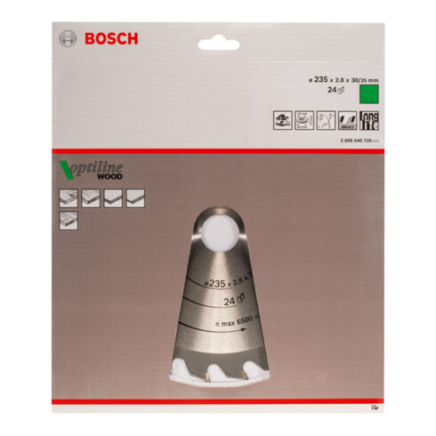 Bosch Lama per sega circolare Optiline Wood per seghe circolari manuali 235 x 30/25 x 2,8 mm 24