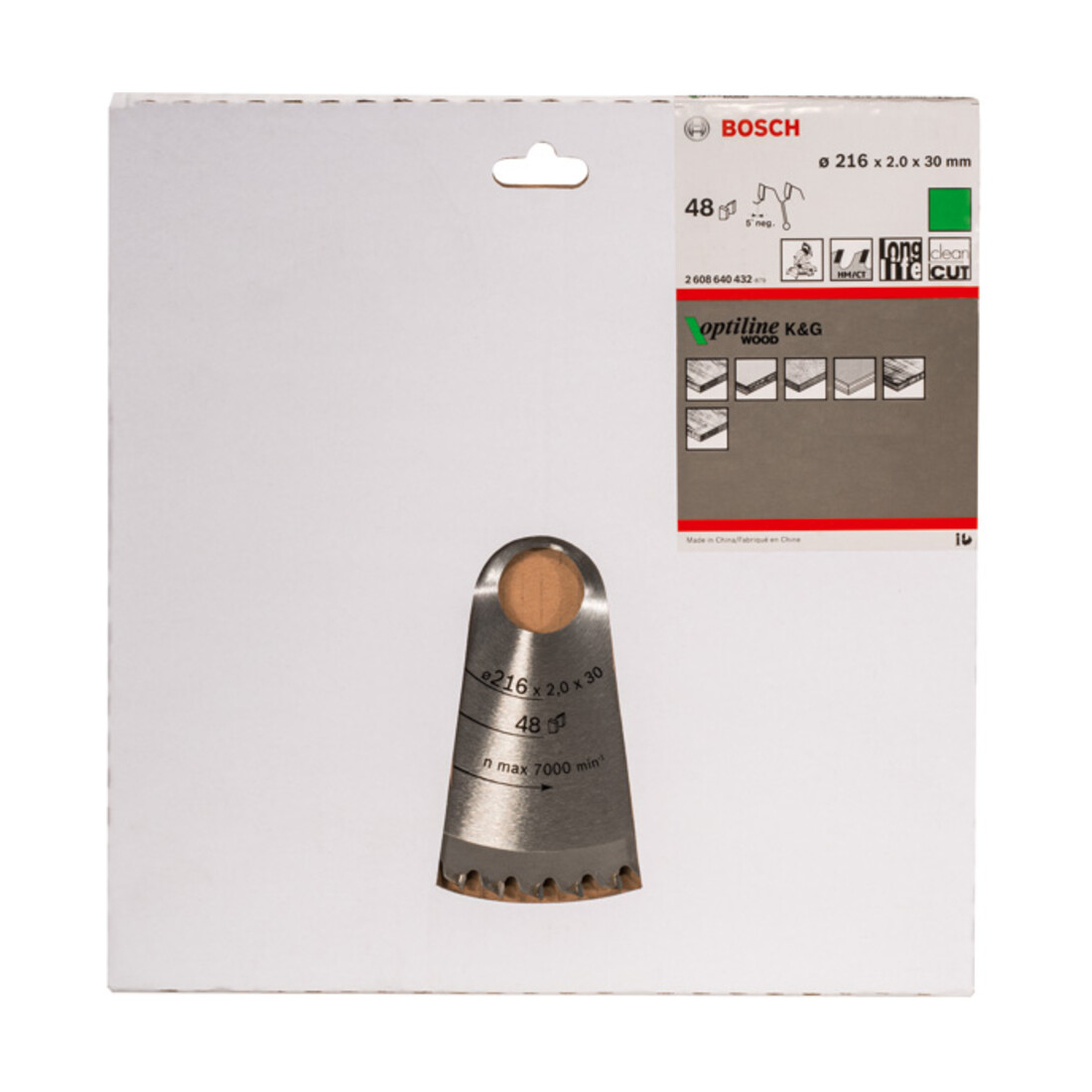 Bosch Lama per sega circolare Optiline Wood per troncatrici 216 x 30 x 2,0 mm 48