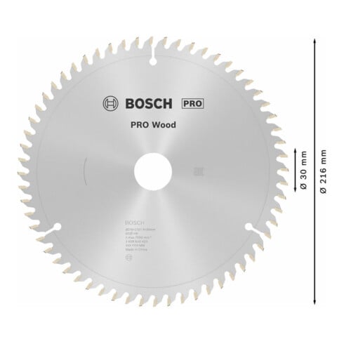 Bosch Lama per sega circolare Optiline Wood per troncatrici 216 x 30 x 2,0 mm 60