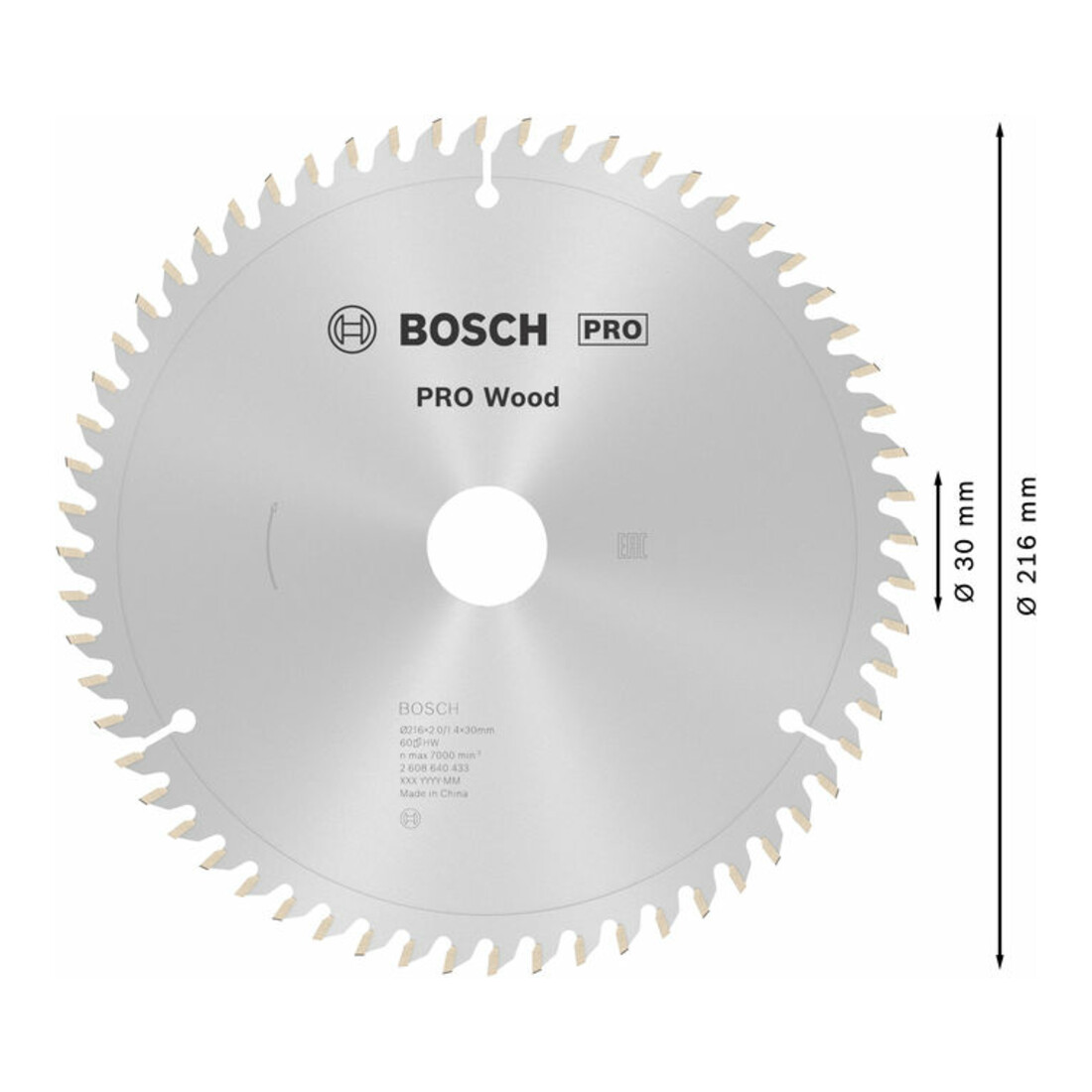 Bosch Lama per sega circolare Optiline Wood per troncatrici 216 x 30 x 2,0 mm 60