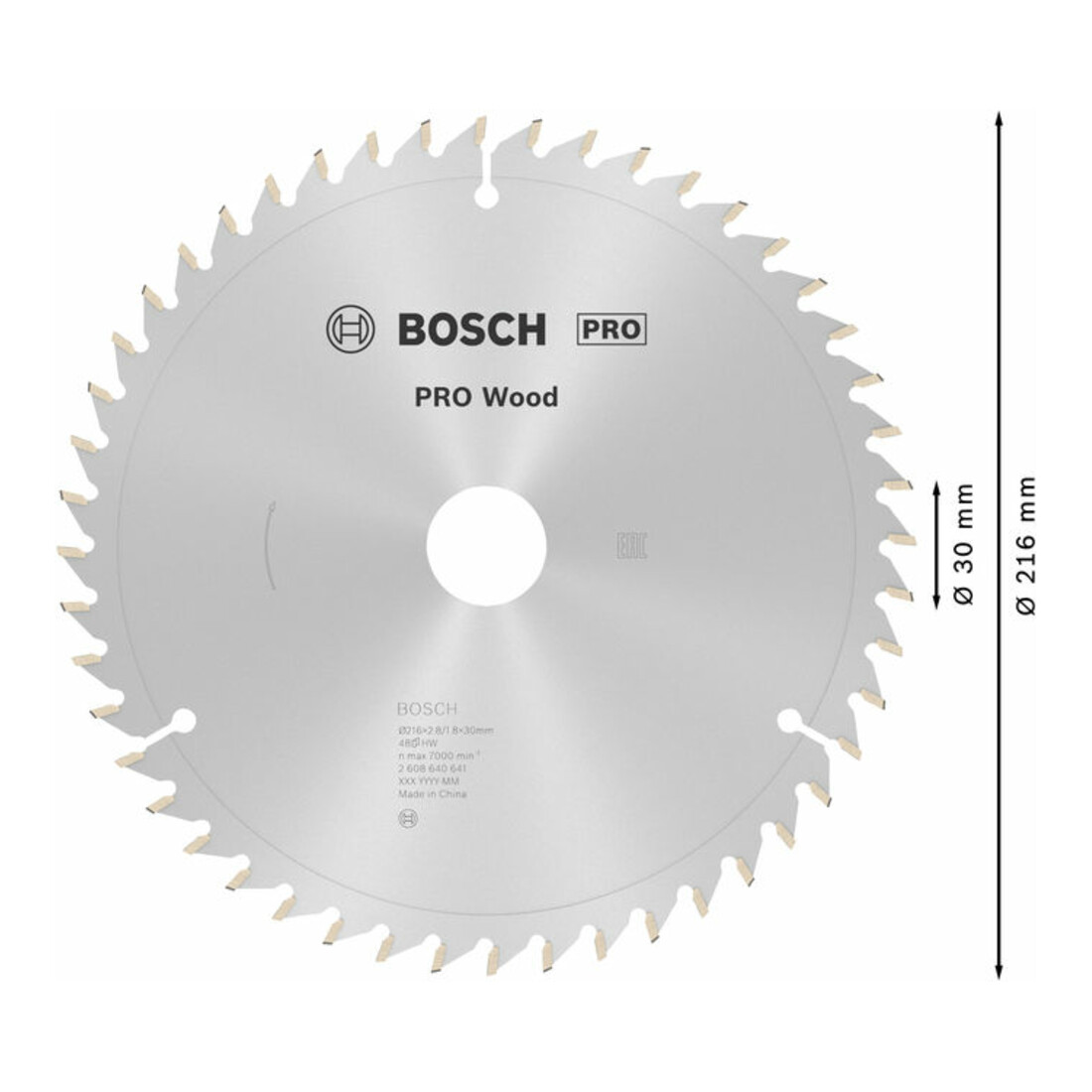 Bosch Lama per sega circolare Optiline Wood per troncatrici, 216 x 30 x 2,8 mm, grana: 48