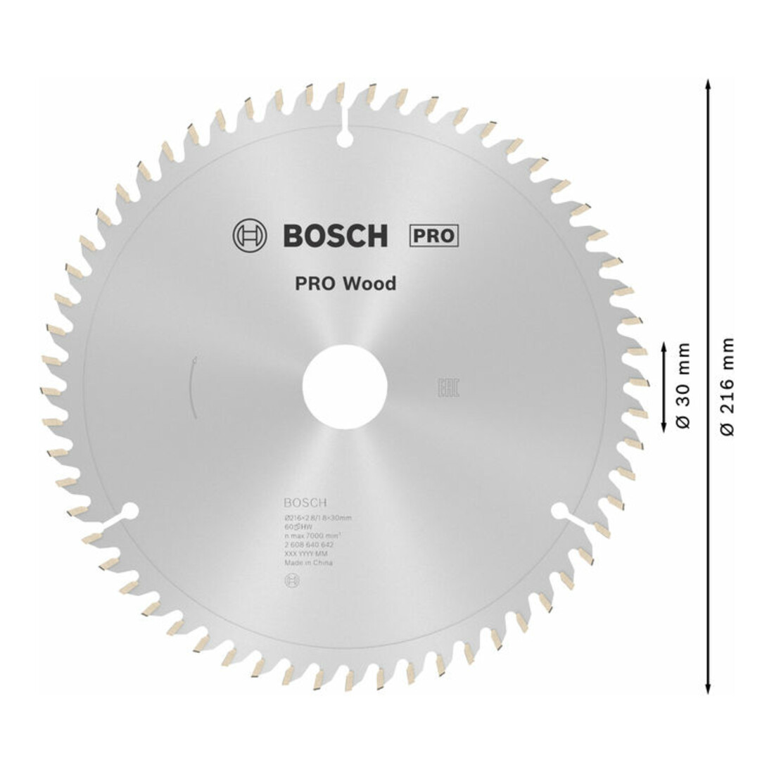 Bosch Lama per sega circolare Optiline Wood per troncatrici, 216 x 30 x 2,8 mm, grana: 60