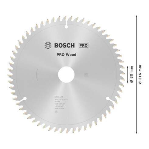 Bosch Lama per sega circolare Optiline Wood per troncatrici, 216 x 30 x 2,8 mm, grana: 60