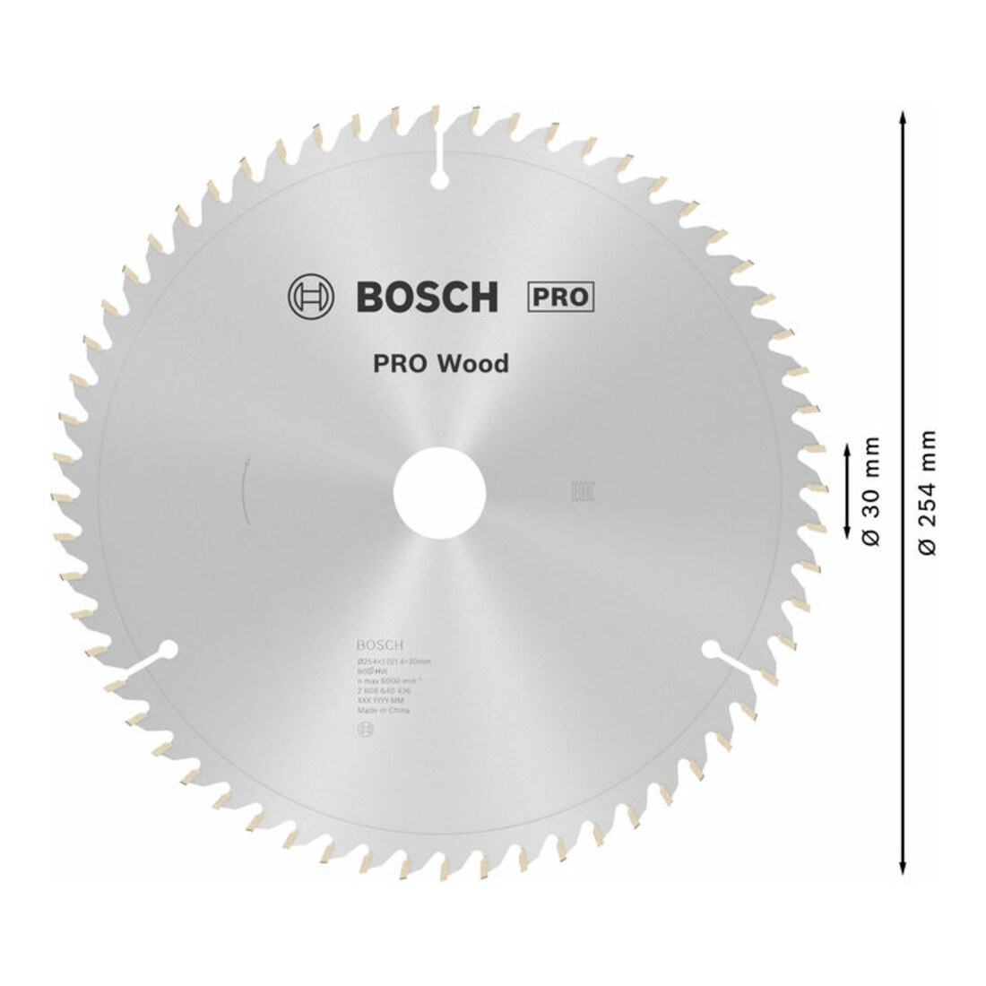 Bosch Lama per sega circolare Optiline Wood per troncatrici 254 x 30 x 2,0 mm 60