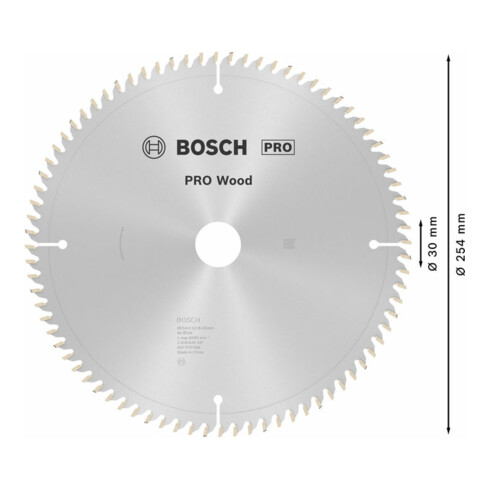 Bosch Lama per sega circolare Optiline Wood per troncatrici, 254 x 30 x 2,5 80 WZ/N