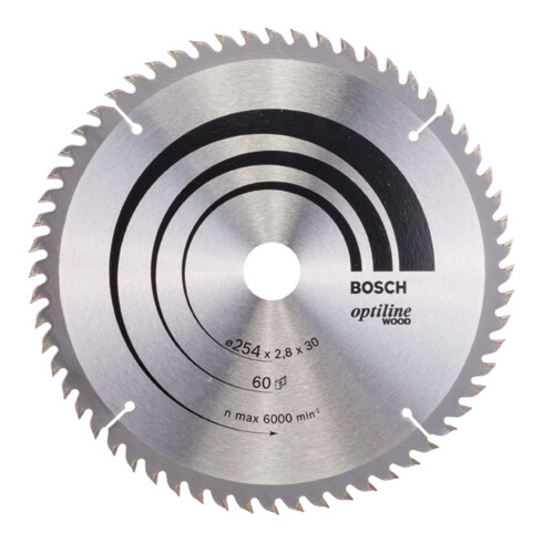 Bosch Lama per sega circolare Optiline Wood per troncatrici 254 x 30 x 2,8 mm 60