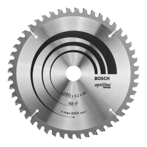 Bosch Lama per sega circolare Optiline Wood per troncatrici 260 x 30 x 3,2 mm 48